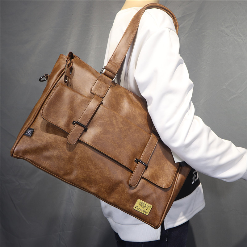 Leather Briefcase - Korean Fashion Designer Leather Shoulder Bag