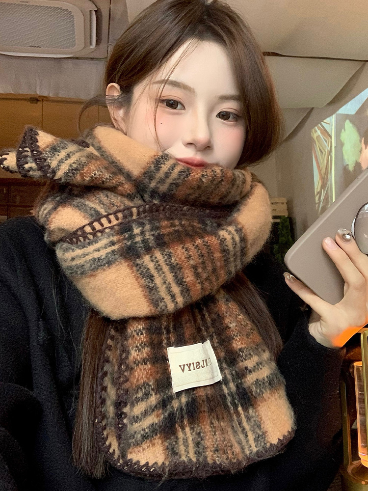 Brown Plaid Scarf Unisex Winte - đánh giá và giá Cashmere Scarf
