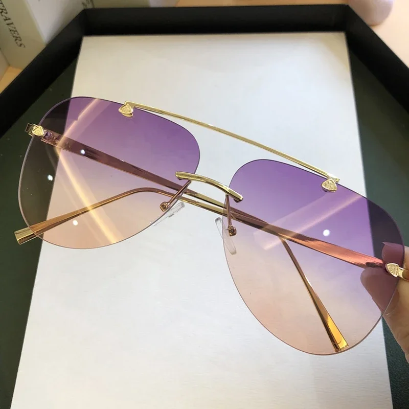 Vintage Rimless Alloy Aviation - đánh giá và giá Designer Sunglasses
