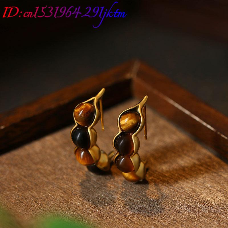 Tiger Eye Pod Earrings Gemston - đánh giá và giá Gold Plated Jewelry
